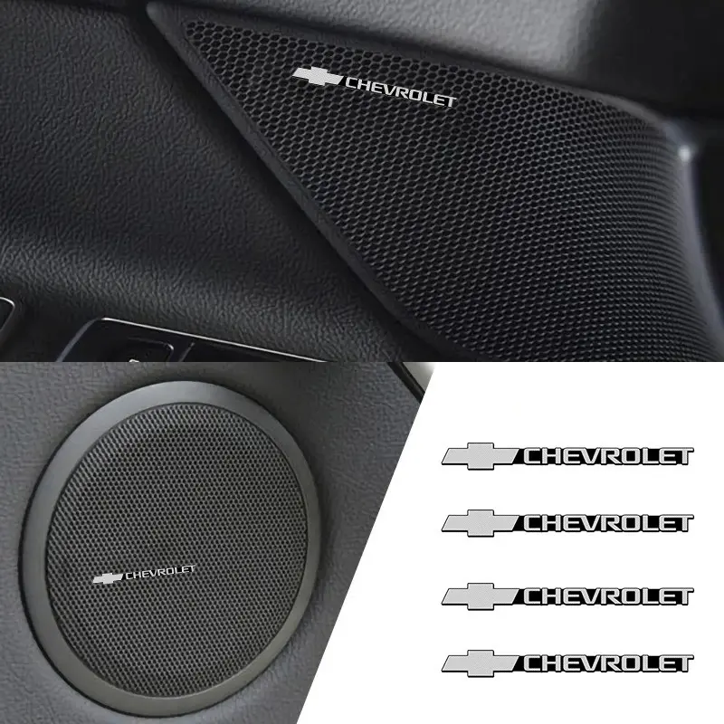 4pcs 3D Car Interior Audio Stereo Speaker Badge Sticker Decal, Sticker for Cars, Car Accessory, Accessories for Chevrolet Onix Cruze Silverado Impala Equinox Malibu Tahoe Cobalt Camaro Trax
