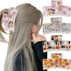 4 count Halloween Hair Clips Cute  Hair Claw Clips Evil Pumpkin Bat Fashion Accessories  Halloween Hair Clips for Thin Hairs  Gothic Hairs Bows for Women Goth Medium Claw Clip