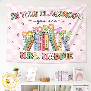 Classroom Tapestry Decor, Personalized Welcome Teacher Name Classroom Tapestry, Custom Classroom Banner, Back To School Teacher Gifts