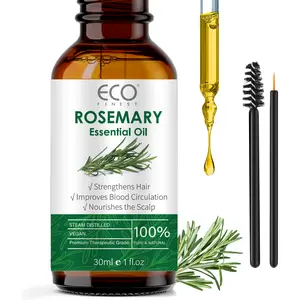 ECO FINEST Pure Rosemary essential oil with glass dropper for diffuser, skin, aromatherapy, massage 14 fl oz