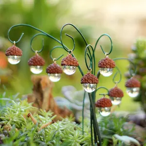 9 Piece Resin Acorn Hanging Decor Set, Fairy Garden Outdoor Accessories, Miniature Statue, Micro Landscape, Bonsai Craft Decoration, Home Decor