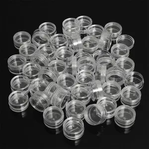 50 Pcs Transparent Plastic Jewelry Storage Box, Plastic Storage Boxes, Small Round Bead Organizer, Makeup Cosmetic Organizer, Makeup Accessory Sorter, Compact and Practical Design