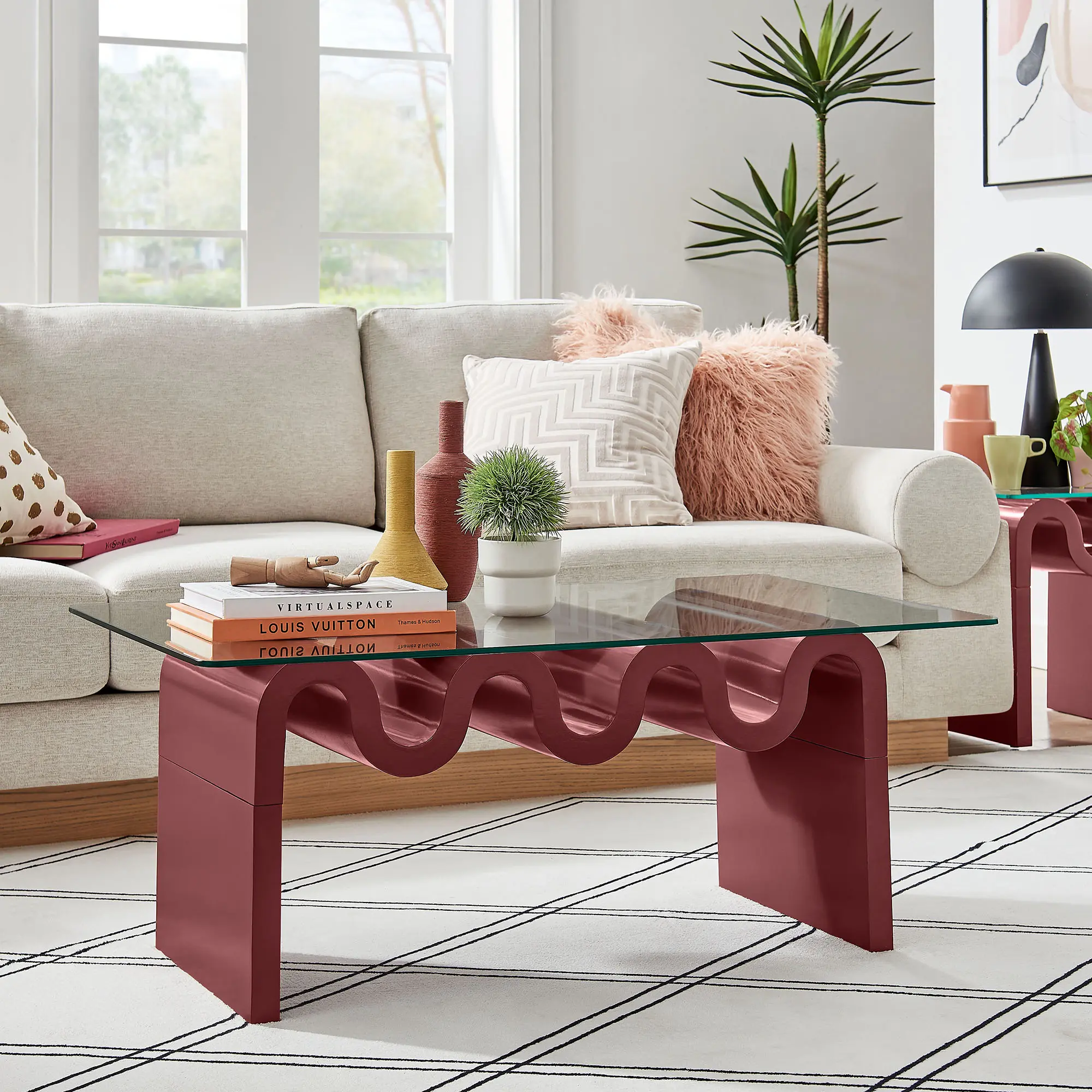 Ondine Glass Top Coffee Table in Spiced Apple