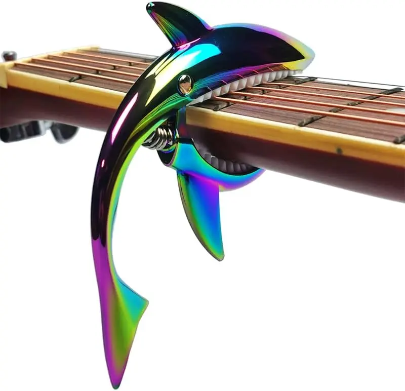 Zinc Alloy Guitar Capo Shark Capo for Acoustic and Electric Guitar with Good Hand Feeling, No Fret Buzz and Durable(Colorful)