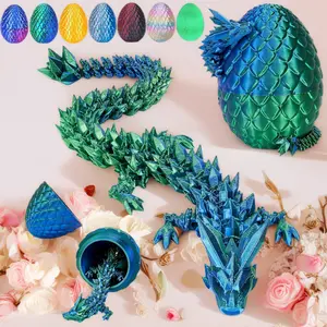 12-in 3D Printed Dragon  – Laser Green Crystal Articulated Dragon Fidget Toy, Prefilled   Stuffer for Boys,  Basket Essential Egg Easter