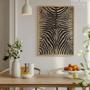 Zebra Print Wall Art Poster, Rustic Animal Skin Abstract Print, Black Beige Nature Inspired Home Decor, Country Style Room Wall Art