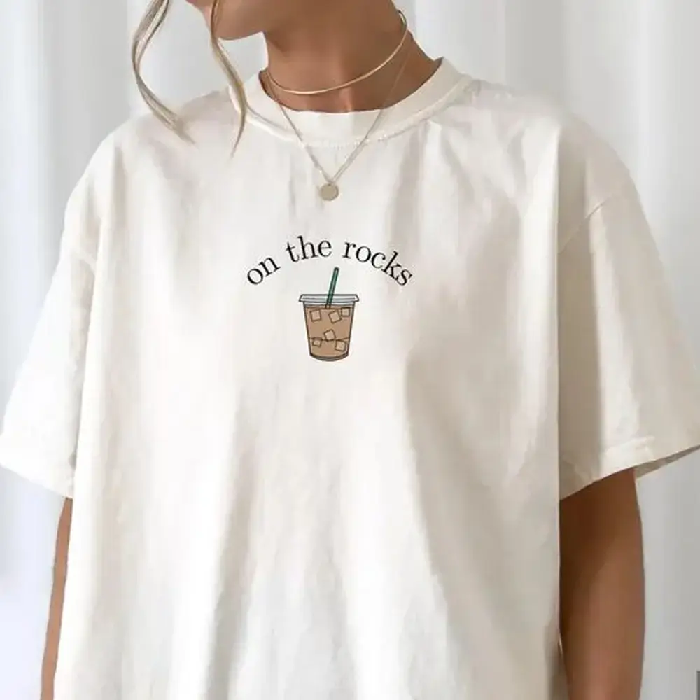 Comfort Washed Cotton Coffee Shirt - Iced Coffee Lover Gift - Multi Color Short Sleeve Tee - Funny Coffee T-Shirt - Trendy Round Neck Casual Top