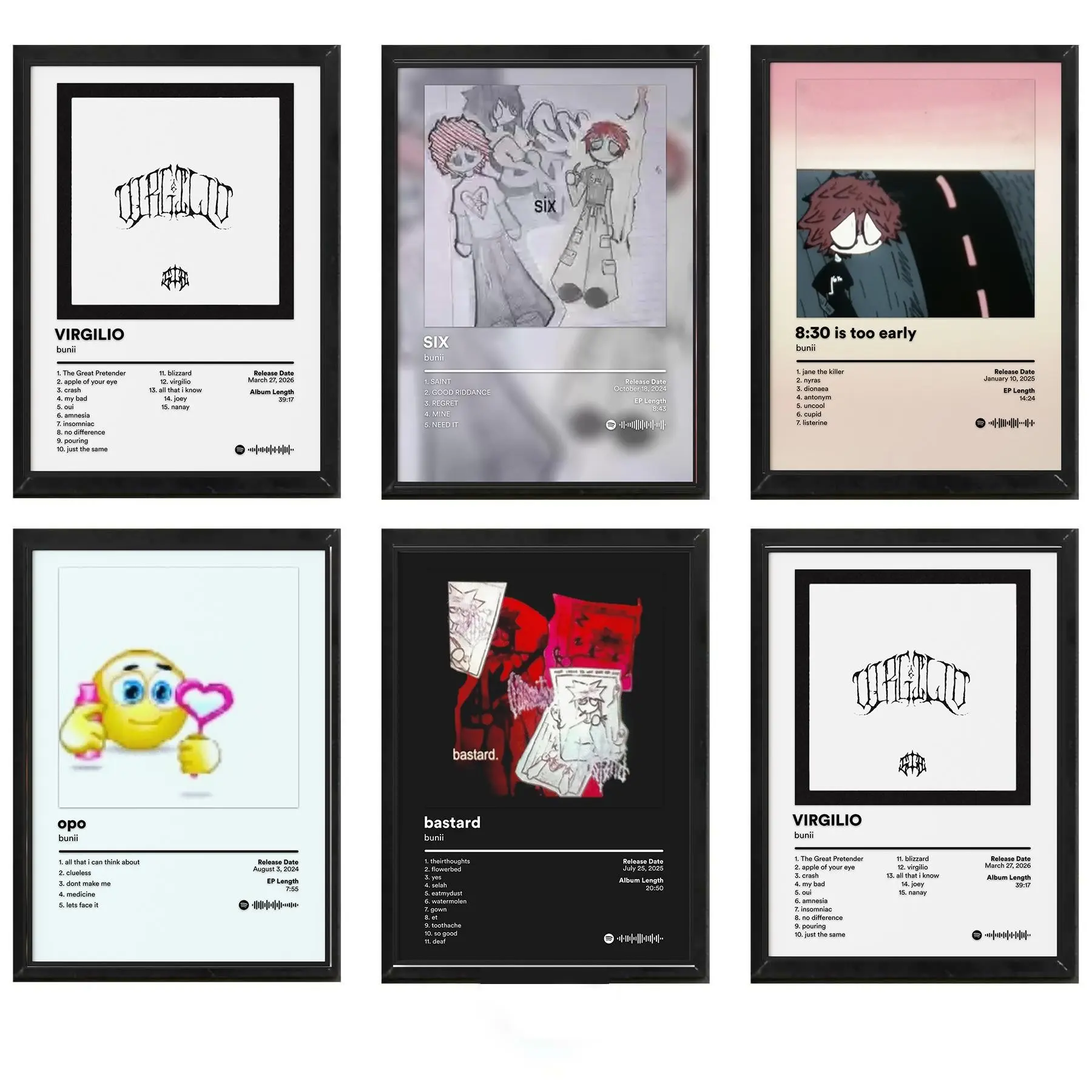 Bunii Album Cover Wall Art Poster HD Print Unframed Aesthetic Room Home House Modern Wall Decor Trendy