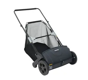 21" Push Lawn Sweeper, 3.5 Cu. Ft. Manual Leaf & Grass Collector with Adjustable Height and 4 Spinning Brushes, Black