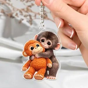 Team Punch Monkey Keychain, Viral Baby Monkey Plush Charm, Cute Animal Lover Gift