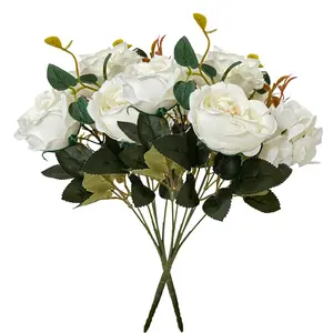 2 Bundles Artificial Rose Flowers, Silk Peony Bouquets, Fake Peonies, Home Decor, Table Centerpiece, Wedding Party Decoration