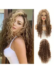 Women's Fashion Wig, Heat Resistant Styling, Breathable Rose Mesh Cap, Long Wavy Hairband Wig, Synthetic Wavy Curly, No Glue Design, Suitable for Daily & Party Wear