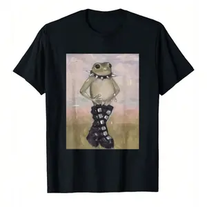 New[100% Cotton] Cute Emo Frog Cottagecore Aesthetic 2000S Retro Toad Goth T-Shirt,100% Cotton Casual Crew Neck, Short Sleeve Top, Perfect For Spring & Summer Golf Gift T-Shirt For Men And Women