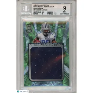 2020 Panini Spectra Monumental Memorabilia Neon Green CeeDee Lamb /35 #8 BGS 9