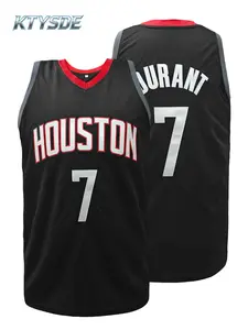 KTYSDE Houston #7 Kevin Durant Embroidered Basketball Jersey | Men's Black Breathable Retro Fan Jersey for Sports & Daily Wear