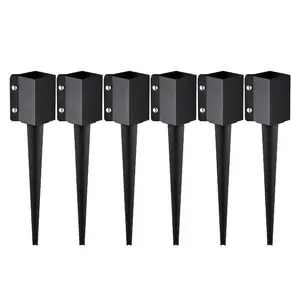VEVOR Ground Screw, No Dig Ground Anchor 4 Pack 3.94x 2.76x 27.56 in DIY Screw in Stake, Includes 6 Lag Bolts a Rebar, U-Shape Heavy Duty Steel Post Holder, Great for Mailbox and Fence PostsVEVOR Super Brand Day