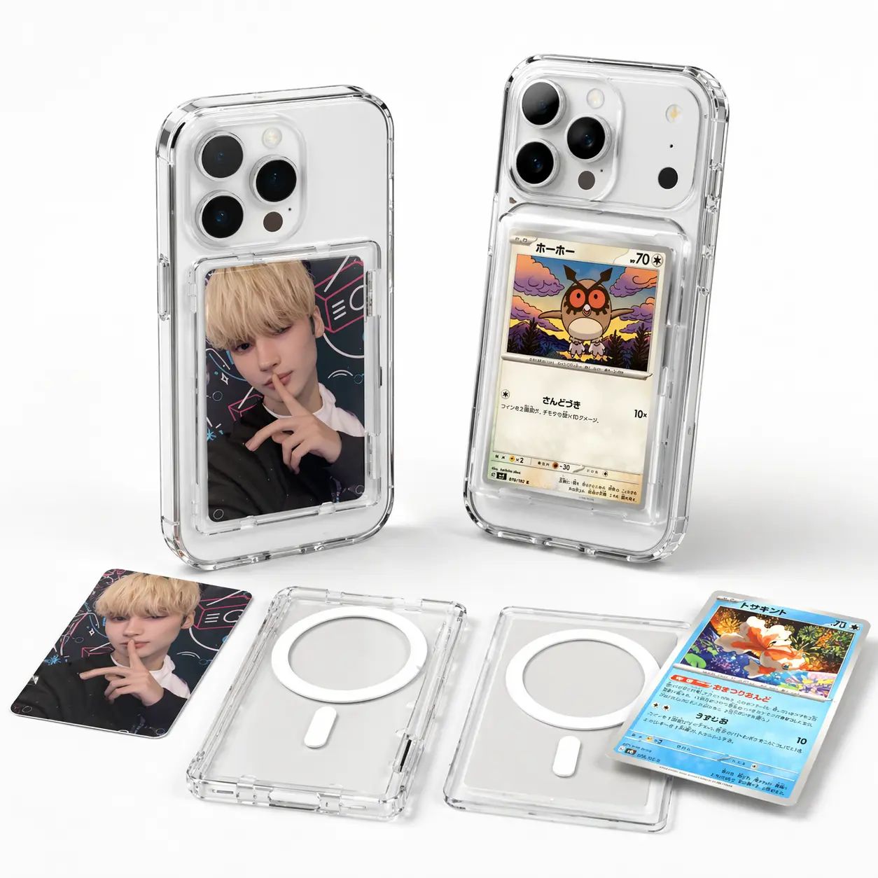 Clear Magnetic Card Case for Pokémon Cards ,Trading Card, Fits Sleeve card holder