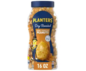 Honey Roasted Peanuts, Dry Roasted Peanuts, Party Snack, Plant-Based Protein, After School Snack, Sweet and Salty, Salted Nuts, Sea Salt & Honey, Snacks for Adults, Kosher, 16oz Jar