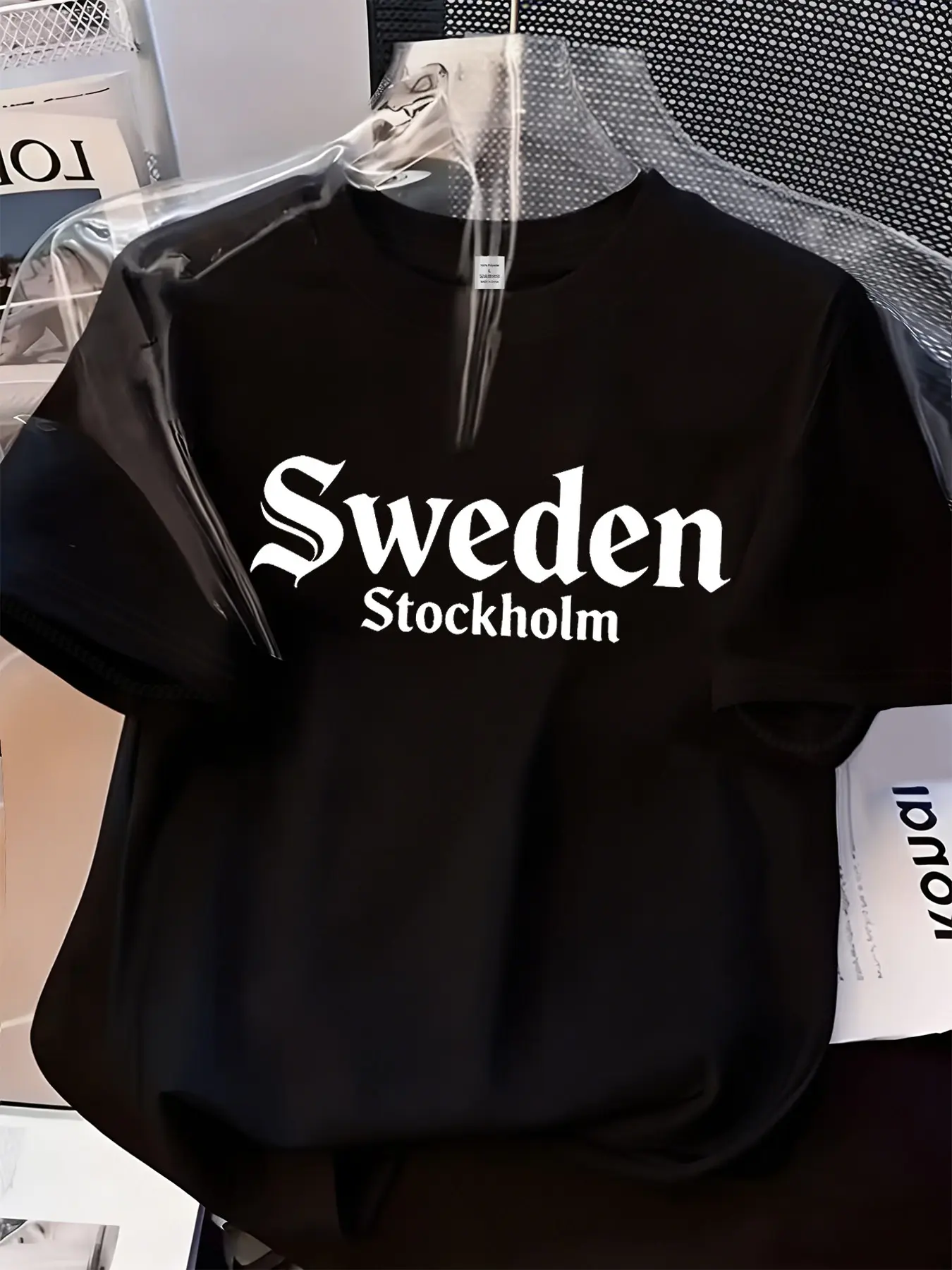 Sweden Stockholm Letter Print Womens Crew Neck Short Sleeve T Shirt Top Womenswear Three Colors Available Nordic Retro Style Loose Fit Soft Breathable Casual Versatile For Daily Commute And Travel