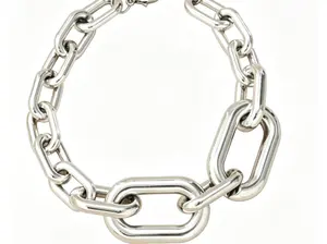 Silver Chunky Paperclip Link Choker Necklace for Women Oversized Thick Oval Chain Statement Neck Jewelry Trendy Streetwear Accessory Gift
