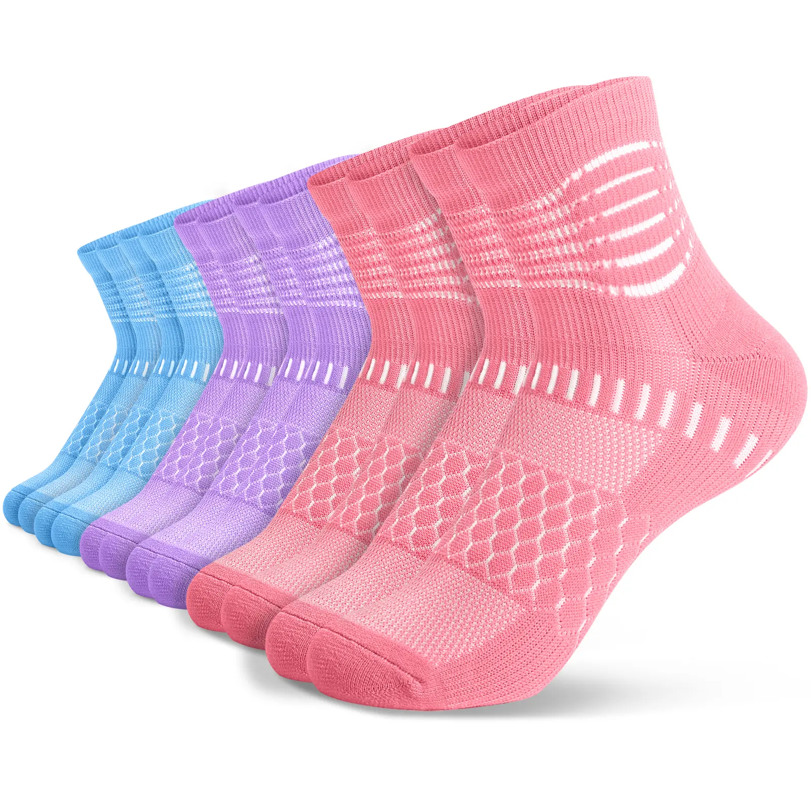 Summervibes IRAMY Men & Women Ankle Compression Socks – 6 Pairs of Breathable, Soft, Moisture-Wicking Cushioned Running Socks – Comfortable Athletic Fit for Plantar Fasciitis Relief & Arch Support Sports Stockings