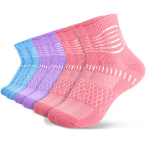 Summervibes IRAMY Men & Women Ankle Compression Socks – 6 Pairs of Breathable, Soft, Moisture-Wicking Cushioned Running Socks – Comfortable Athletic Fit for Plantar Fasciitis Relief & Arch Support