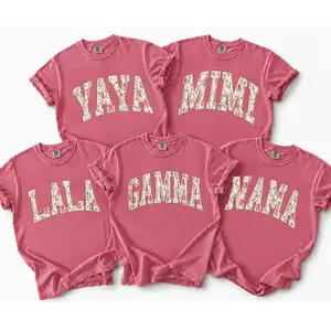 Comfort Colors Floral Mama, Custom Retro Pink Roses Grandma, Nana Gigi Mimi Grammy Lala Mother's Day T-shirt, Soft Garment-Dyed Premium Cotton USA	