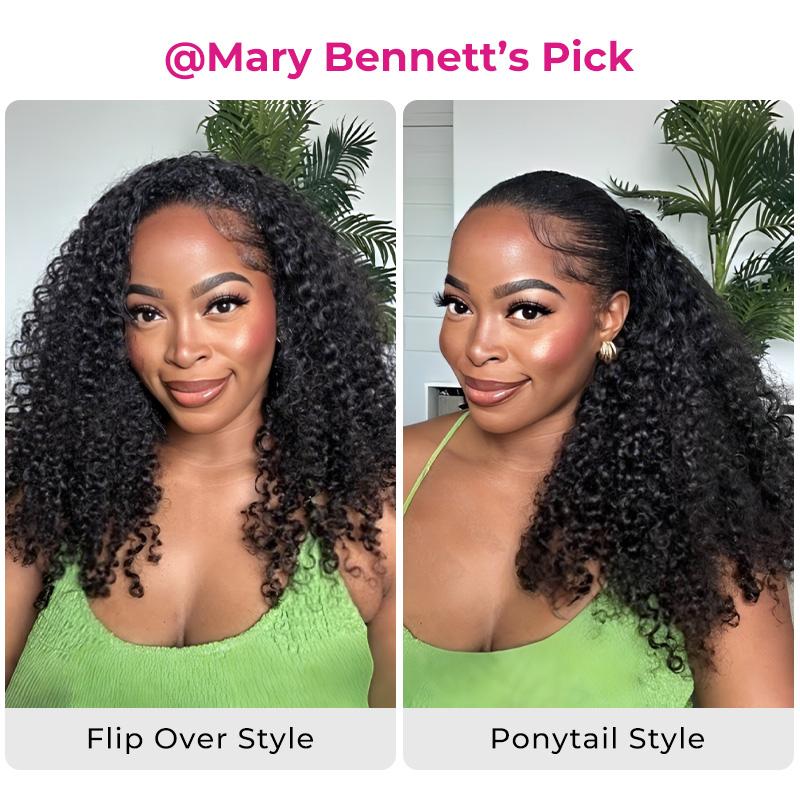 ISEE HAIR 250% Kinky Curly Wear Go Half Wig Invisible Hairline 150% & 180% Glueless Human Hair Wigs No Lace Seamless Flip Over Wig Updo Down Style Hairpiece#TikTokShopHolidayHaul