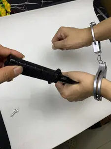 New 2-Piece Handcuffs + Toy Knife Set, Police Role-Playing Accessories, Outdoor Party Props, Casual Colorblock Design, All Seasons