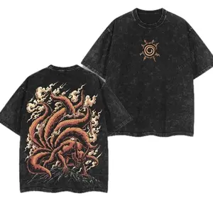 Jinchuriki Kurama Nine Tailed Fox" N@ruto Shippuden Anime Retro Limited Double Printed Heavy Oversize U4Y