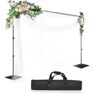 Backdrop Stand, 8.5ft Height 10ft Width Adjustable Photography Background Support Poles with Heavy Duty Flat Base, Photo Metal Steel Pipe and Drape Frame Kit for Parties Birthday Wedding - Black