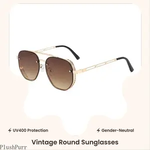 2026 New Arrival Unisex Vintage Round Sunglasses – Retro Chic Tortoiseshell Zinc Alloy Frame, UV400 Lightweight Decorative Lenses, Fall Outdoor Streetwear Essential