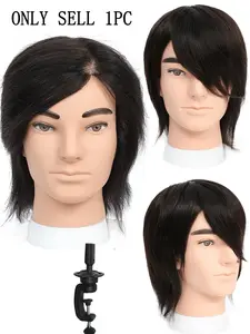 Men's Dummy Head for Hairdressing Practice, Beauty Dummy Head, 100% Human Hair, Ideal for Barber Training, Realistic Look, Mannequin Head