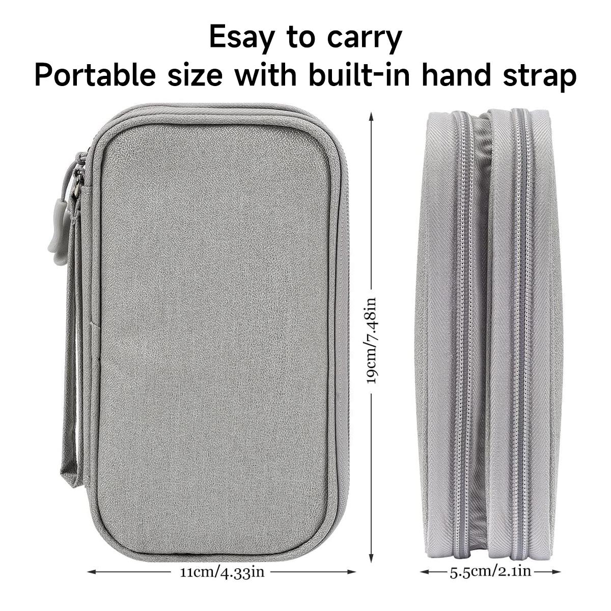 HOTSIAD Double Layer Waterproof Cable Storage Bag, Travel Organizer Pouch for Electronics, Cosmetics & Stationery, Portable Cord Case for Charger and USB Accessories