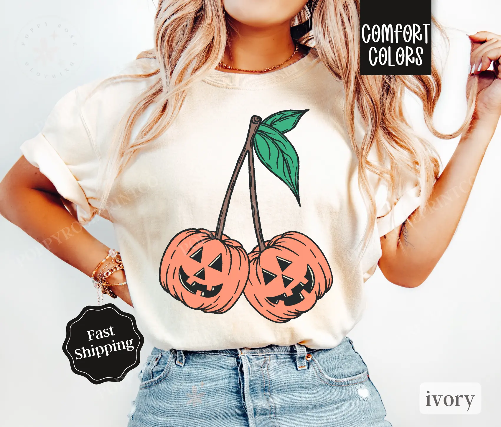 Pumpkin Cherries Shirt Comfort Colors, Womens Fall Pumpkin Shirt, Womenswear Oversized Crewneck