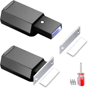 Push to Open Door Latch Cabinet Hardware  2 Pack  Push Latch & Lock Heavy Duty  Latch and Catch for  Door Drawer Push Release Tip   Pop Out, Black