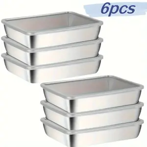 6pcs Stainless Steel Food Storage Container Set with Leak-Proof Lids - Ideal for Baking, Meal Prep & Outdoor Picnics, Perfect for Kitchen Organization & Fridge Organization