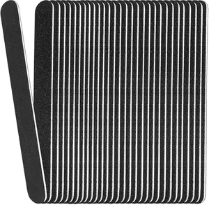 Board Nail Files (24 Pack), 100/180 Grit Wooden Nail File for Natural Nails, 7 Inches Emory Filers Manicure Tool Set Disposable Nail File for Home Salon Black