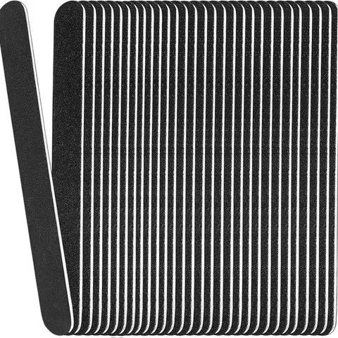 24 Pcs 7-Inch Gentle on Nails Wooden Board Nail Files, 100/180 Grit Emery Filers - Travel Size Straight Adults' Manicure Pedicure Tools for Home Salon, Ideal Black Gift
