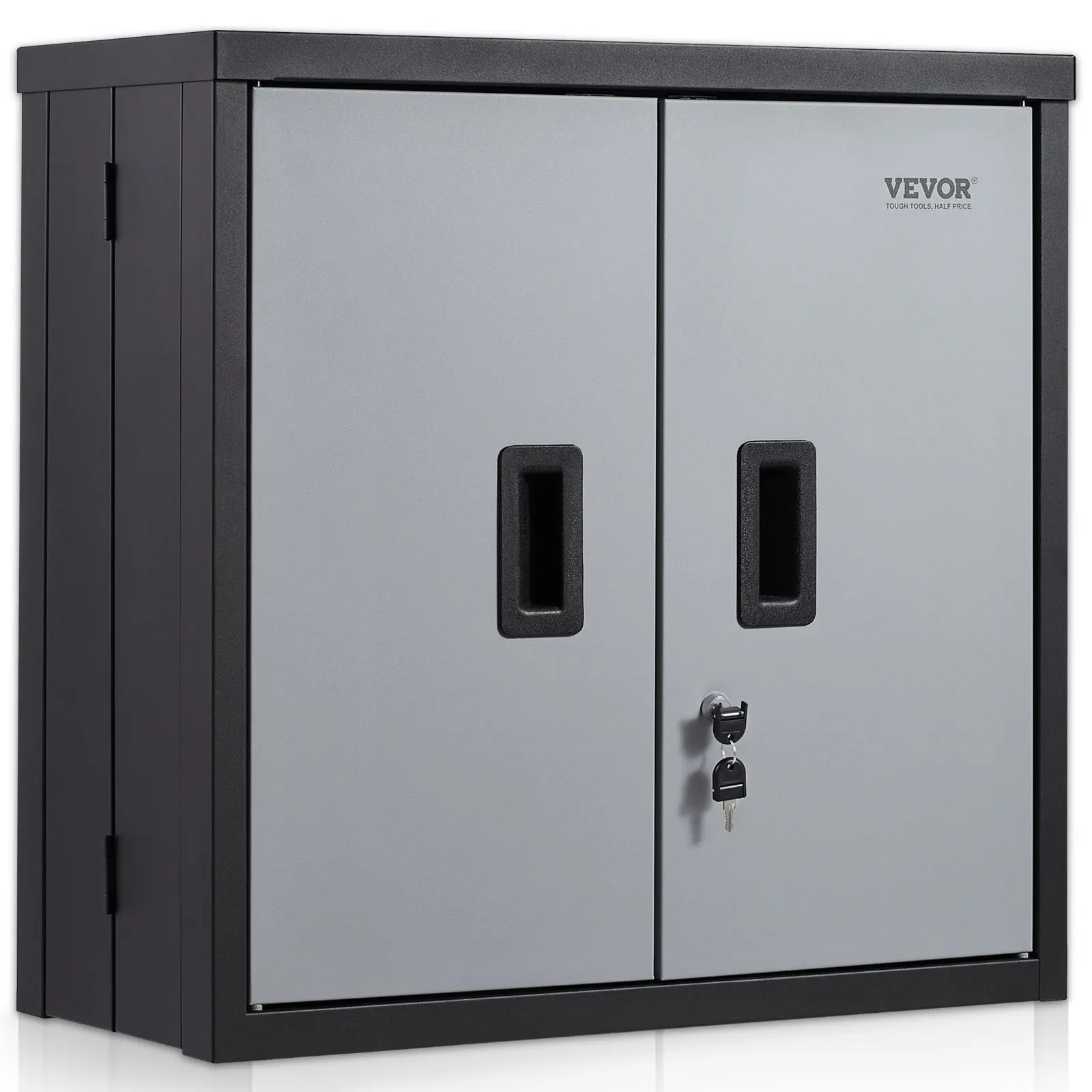 VEVOR Cold-Rolled Steel Foldable Wall Mount Cabinet, Lockable Metal Garage Locker with 26 Small Tool Chest, 240 LBS Loading Capacity, Adjustable Shelf, Magnetic Door, Reserved Power Cord Holes for Home Office