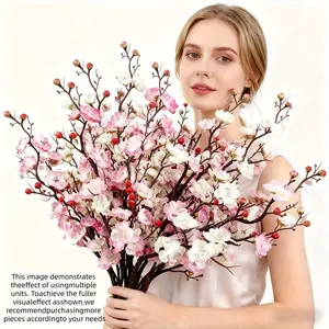 6-Pack Large Realistic Artificial Cherry Blossoms, & Decorative Fake Flowers for Home Decor, Weddings, Spring, Valentines, Mothers Day