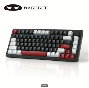 Gaming Keyboard,MageGee 75% Mechanical Gaming Keyboard, Compact Blue Backlit Wired Gaming Keyboard With Yellow Switches, EVA Foam, Knob Control, STAR75 Portable NKRO PC Gaming Keyboard