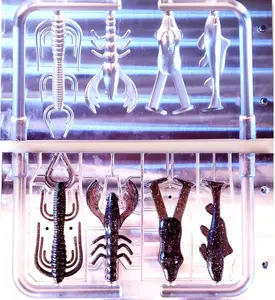 Angler Bait Co. 4-Cavity Master Mold – CNC Milled Aluminum Fishing Lure Mold (Shad, Craw, Creature, Frog)