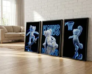 Blue KAWS Inspired Poster Set of 3 | Printable KAWS Wall Art | Hypebeast Graffiti Decor