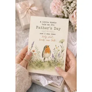 Funny Father’s Day Card for Dad, Personalized Greeting Card with Robin Bird Art, Humorous Nature Inspired Pun Card Gift