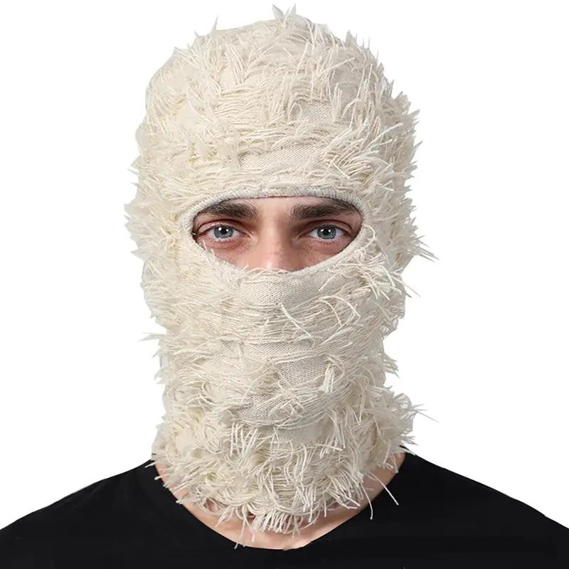 Solid Color Fuzzy Balaclava Mask Warm Windproof Thermal Ski Mask Full Face Cover for Winter Sports Outdoor Knit Headgear for Men Women