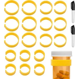 18 Portable Medicine Bottle Clips, Easy-To-Use Label Holders for Medication Identification, Includes 1 Pen, Convenient Travel Organizer