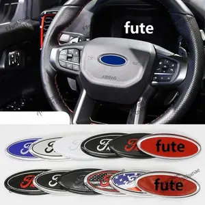 Ford Steering Wheel Logo Metal Emblem Sticker for Ford Focus Mondeo Fiesta Kuga Everest Galaxy, Car Accessories Vehicle