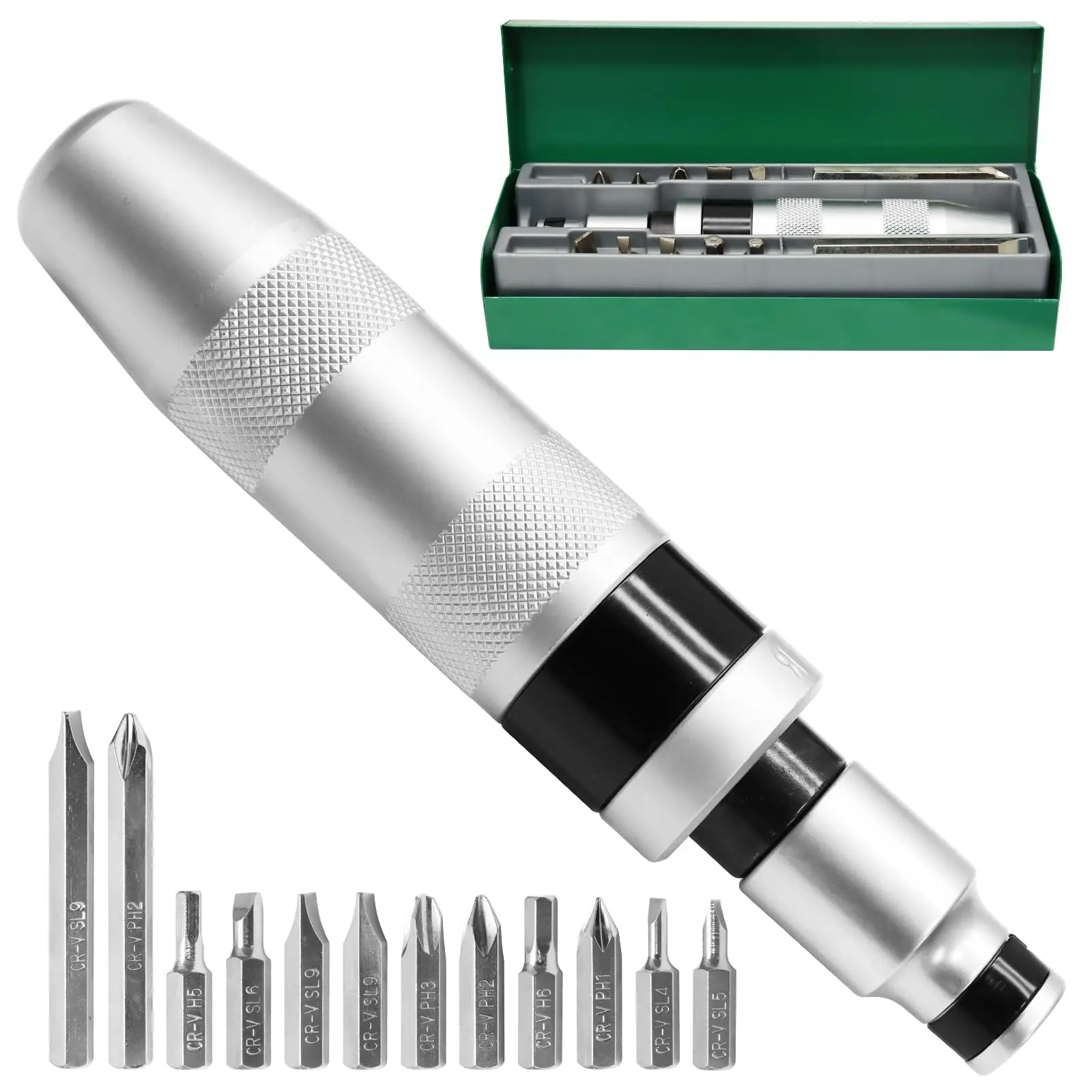 1/2-inch drive impact screwdriver set, CR-V, manual reversible impact driver sleeve, 5/16 inches. frozen bolt