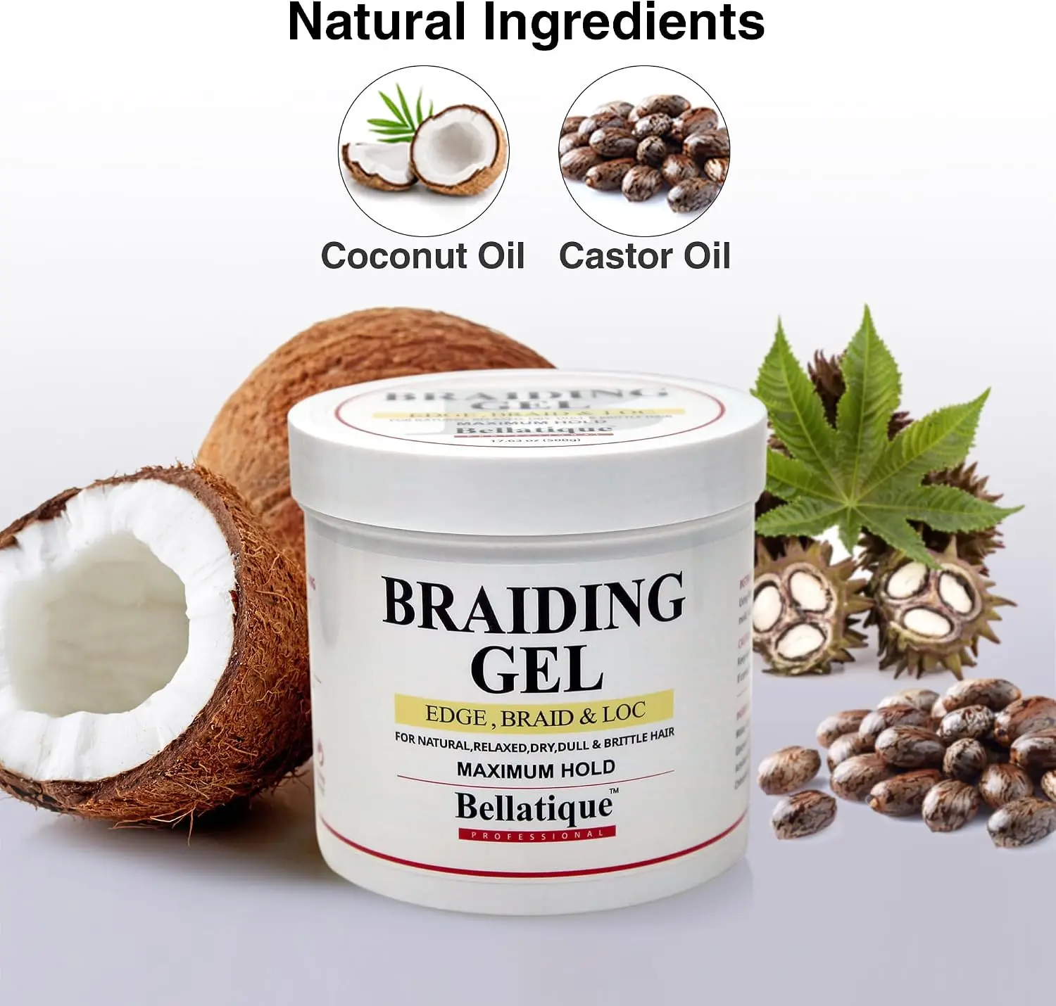 BELLATIQUE Maximum Hold Edge Control & Braiding Gel for Edge, Braid & Loc Styling - Haircare Product for Frizz Control